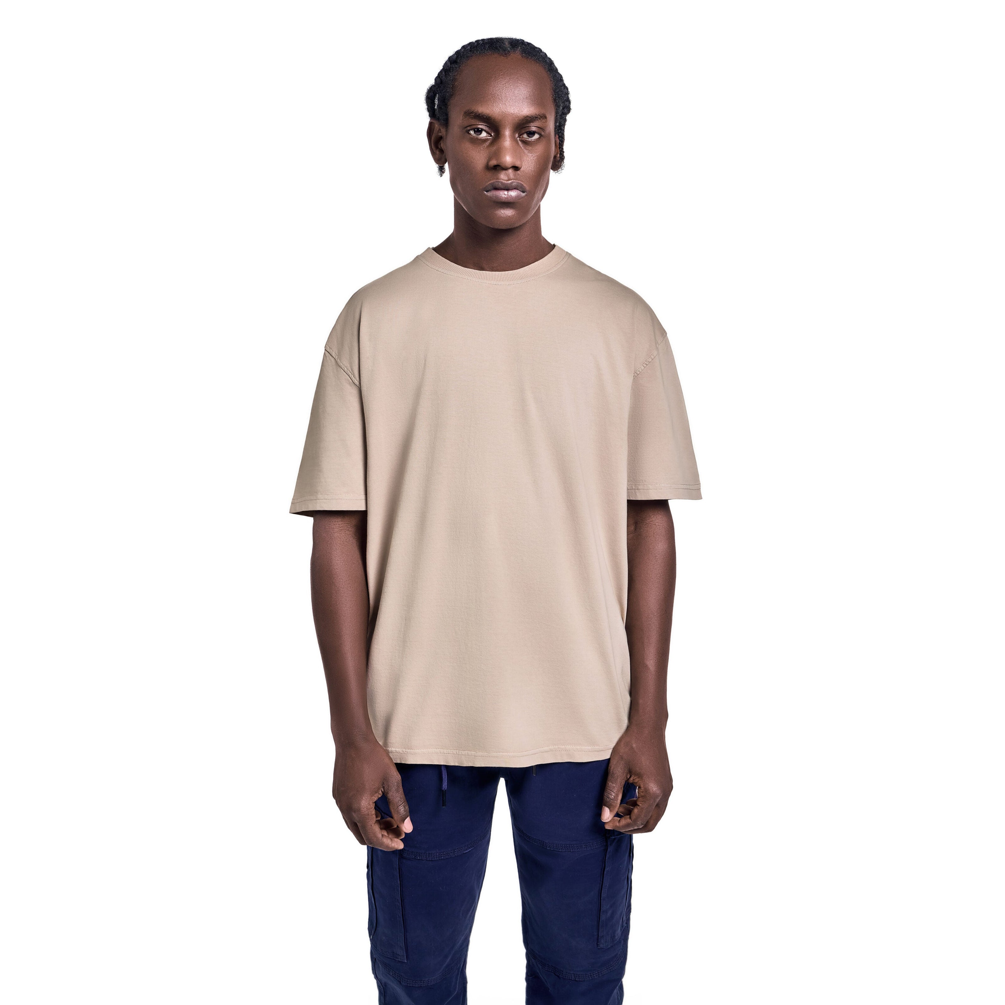 Beige oversized plain T-shirt