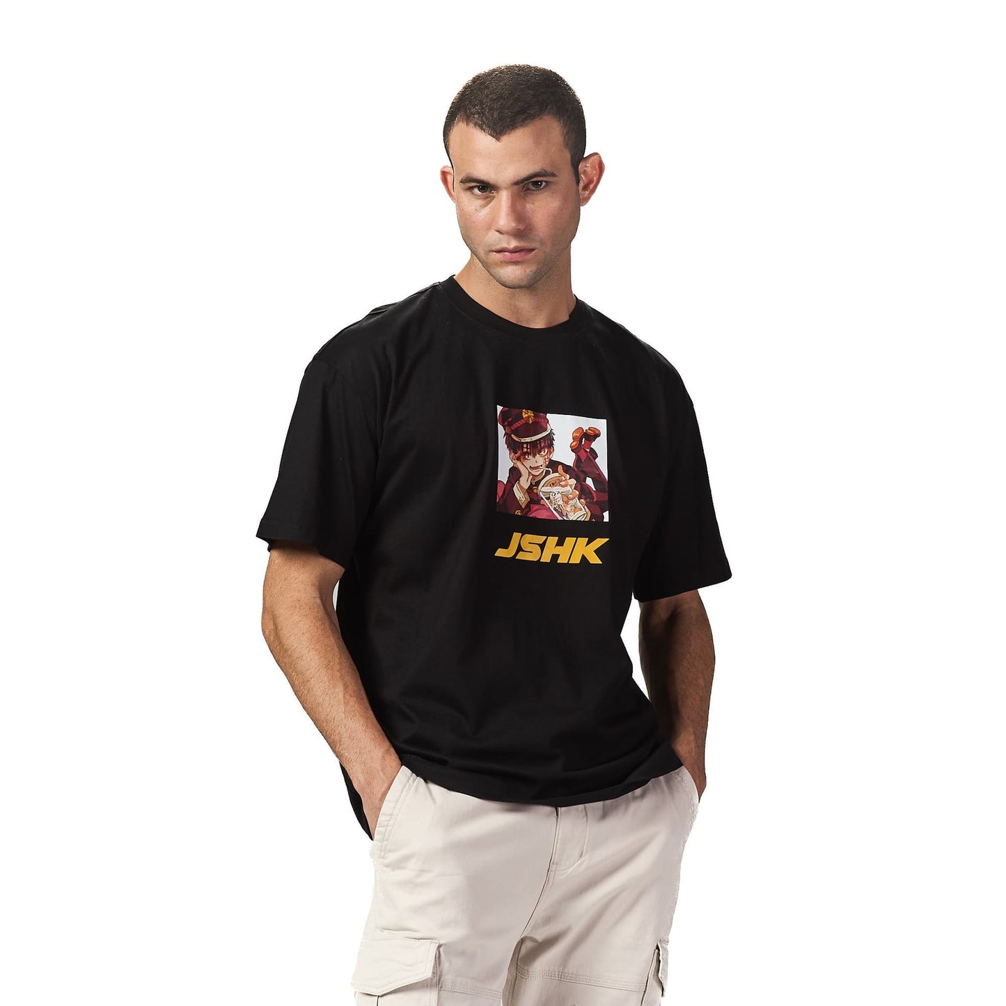 JSHK Black Oversized Printed T-shirt