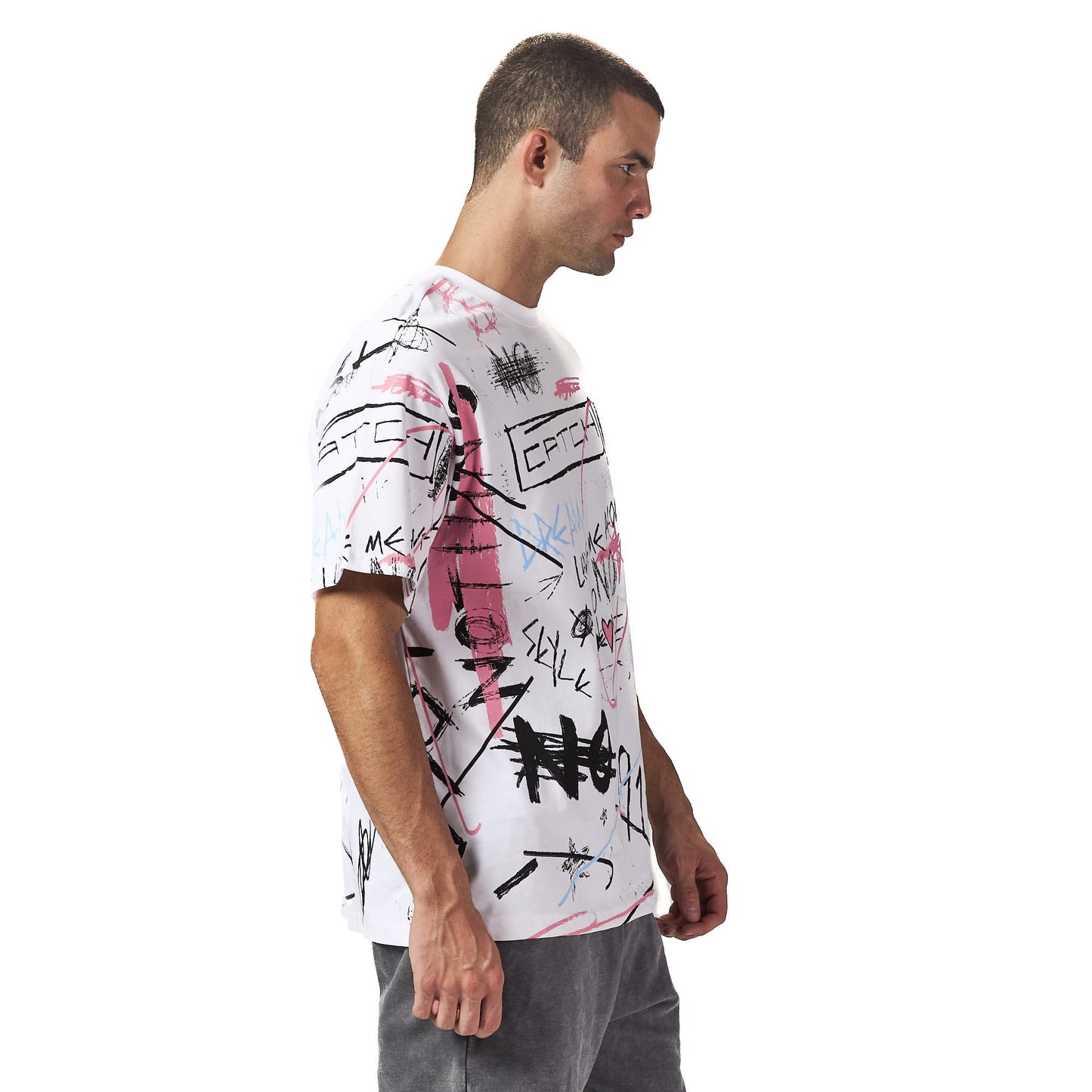 Leave me alone white oversized printed t-shirt