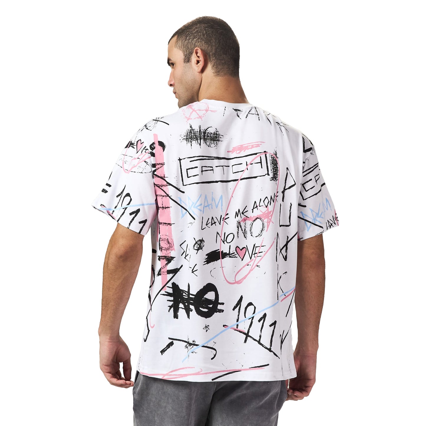 Leave me alone white oversized printed t-shirt