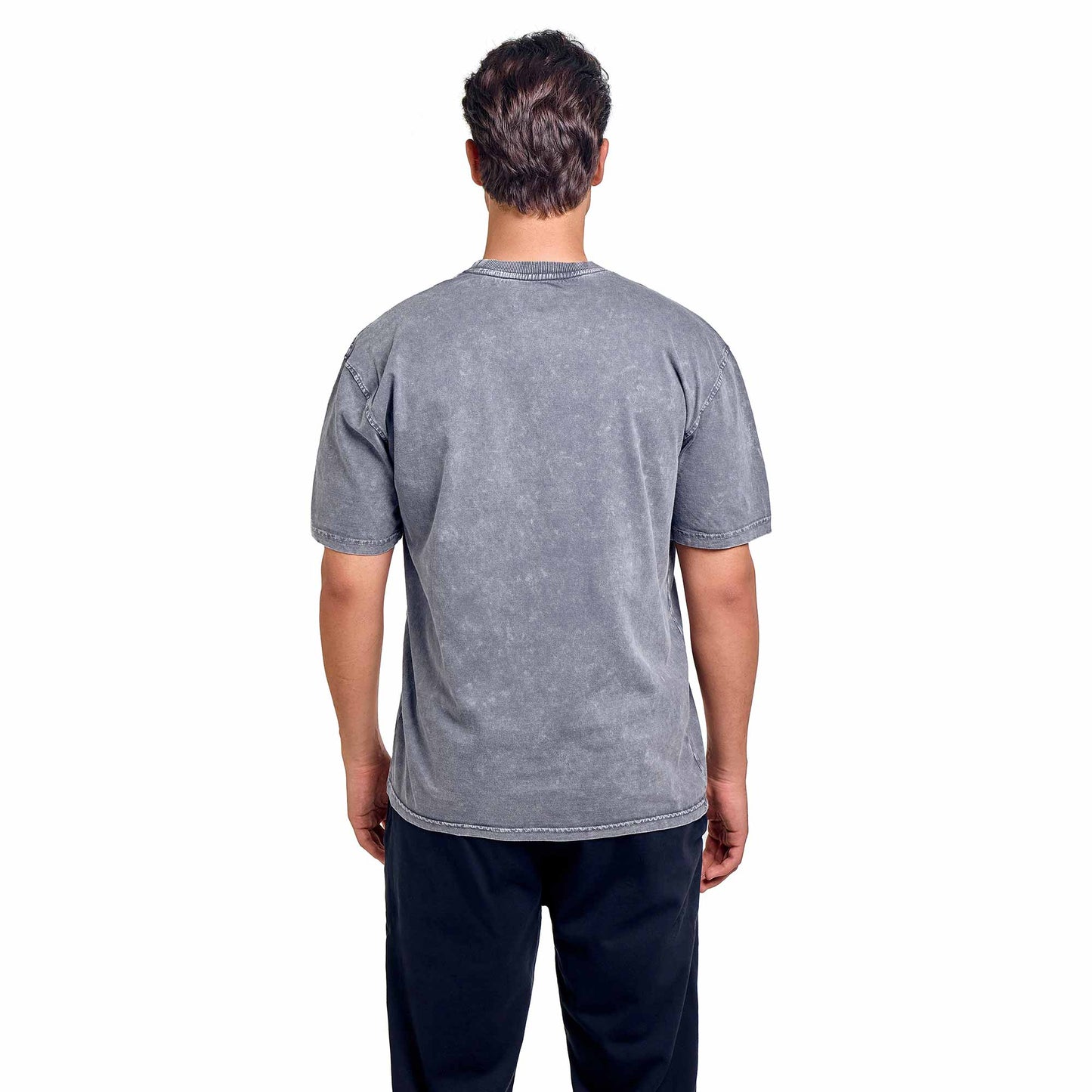 Red flower light grey washed oversized printed t-shirt