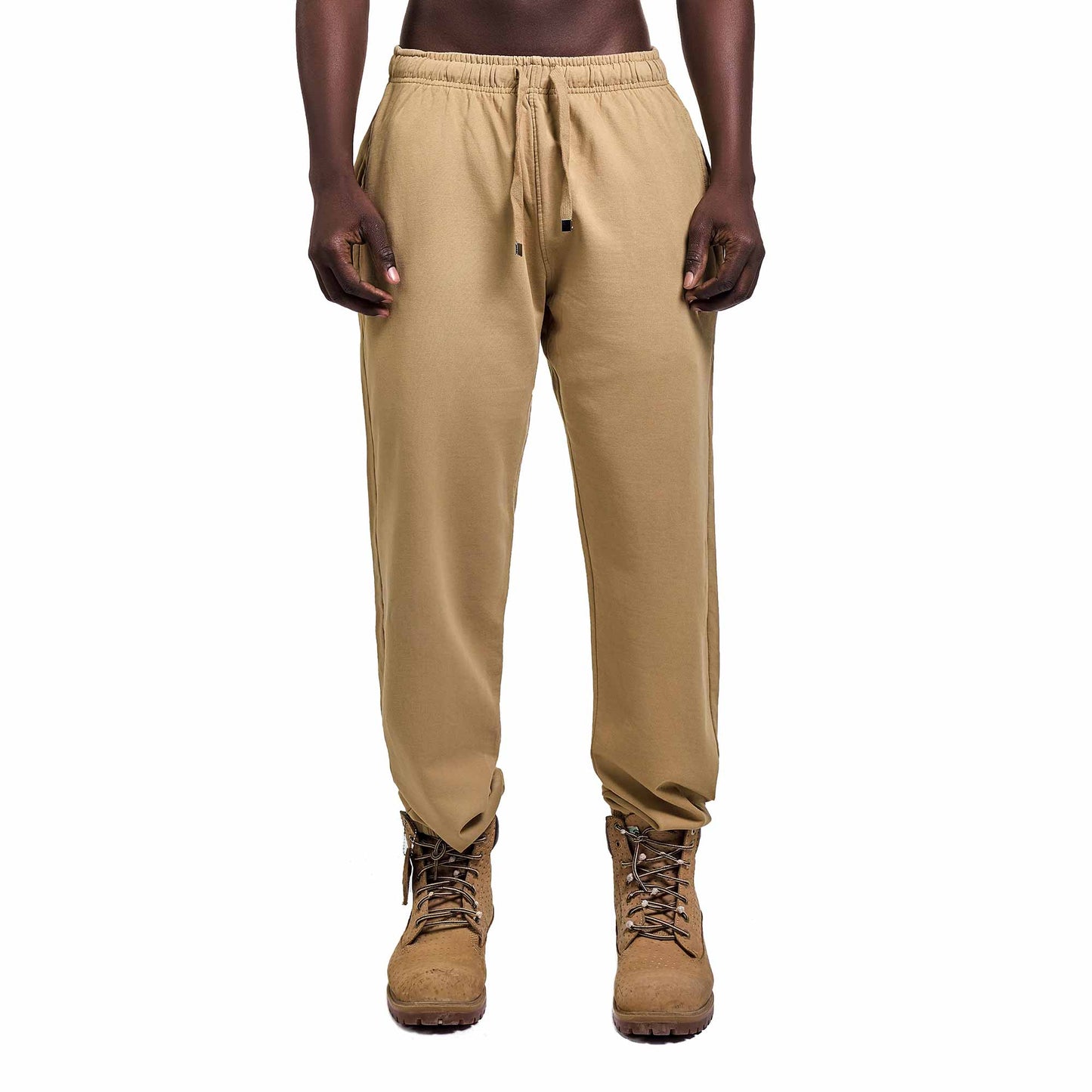 Beige plain sweatpant