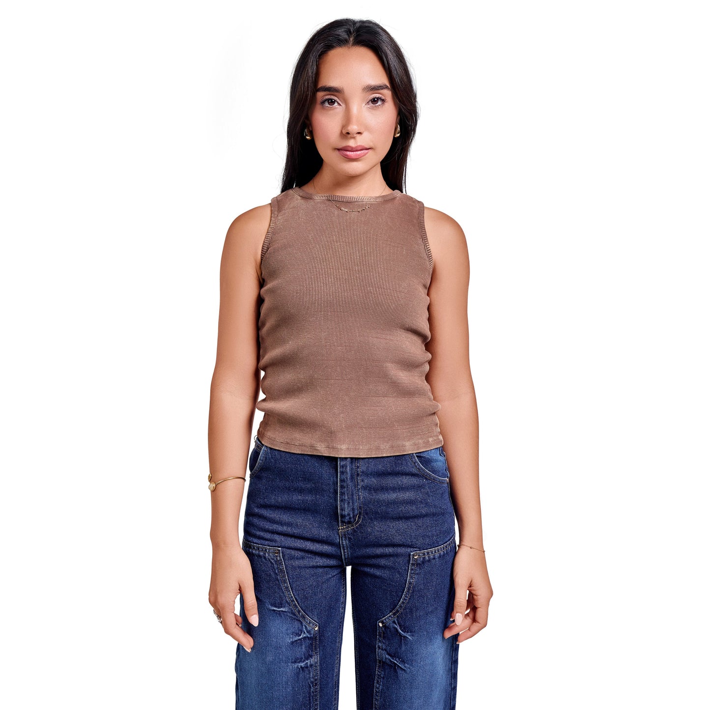 Light brown washed sleevless body