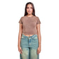 Washed light brown ribbed short sleeve basic body