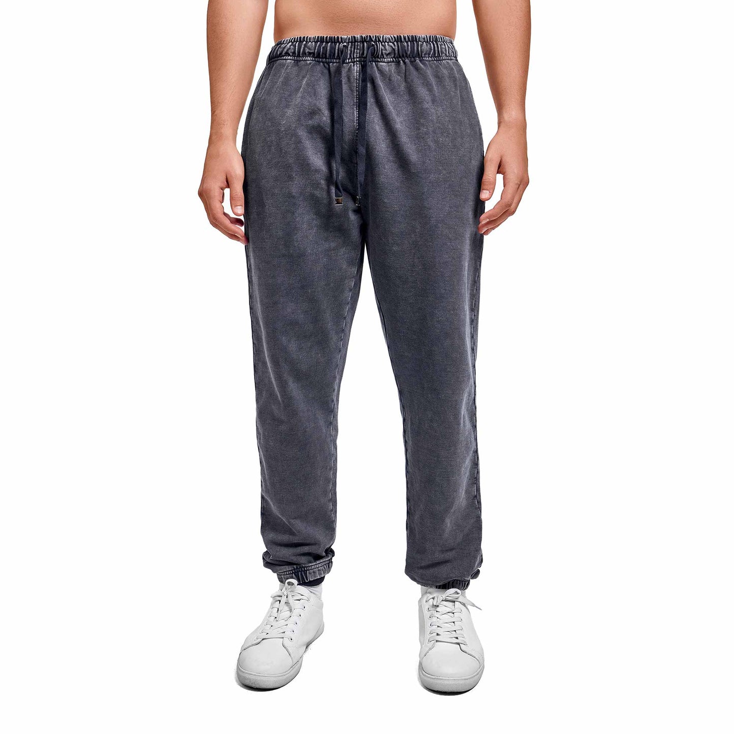Washed dark grey plain sweatpant