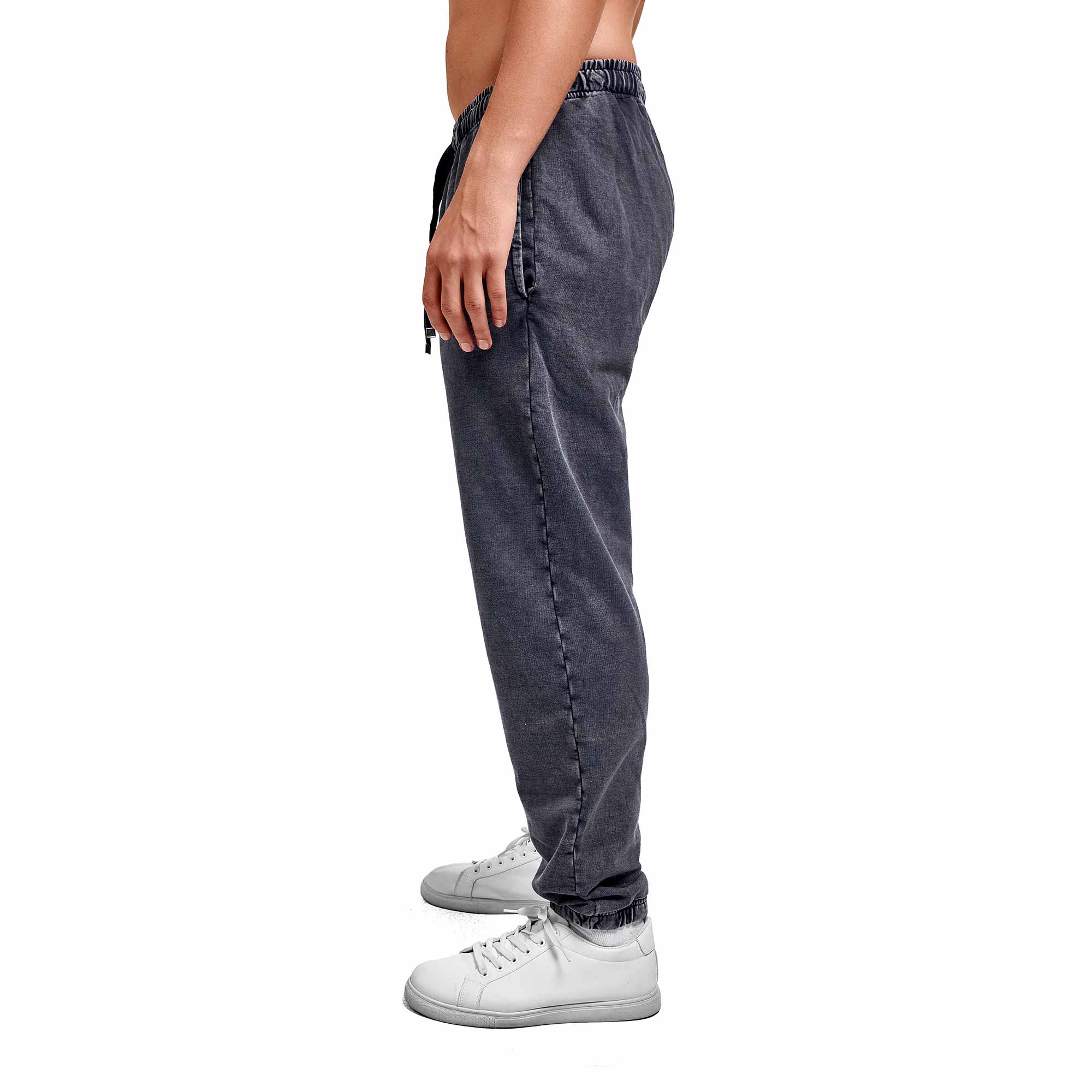 Washed dark grey plain sweatpant