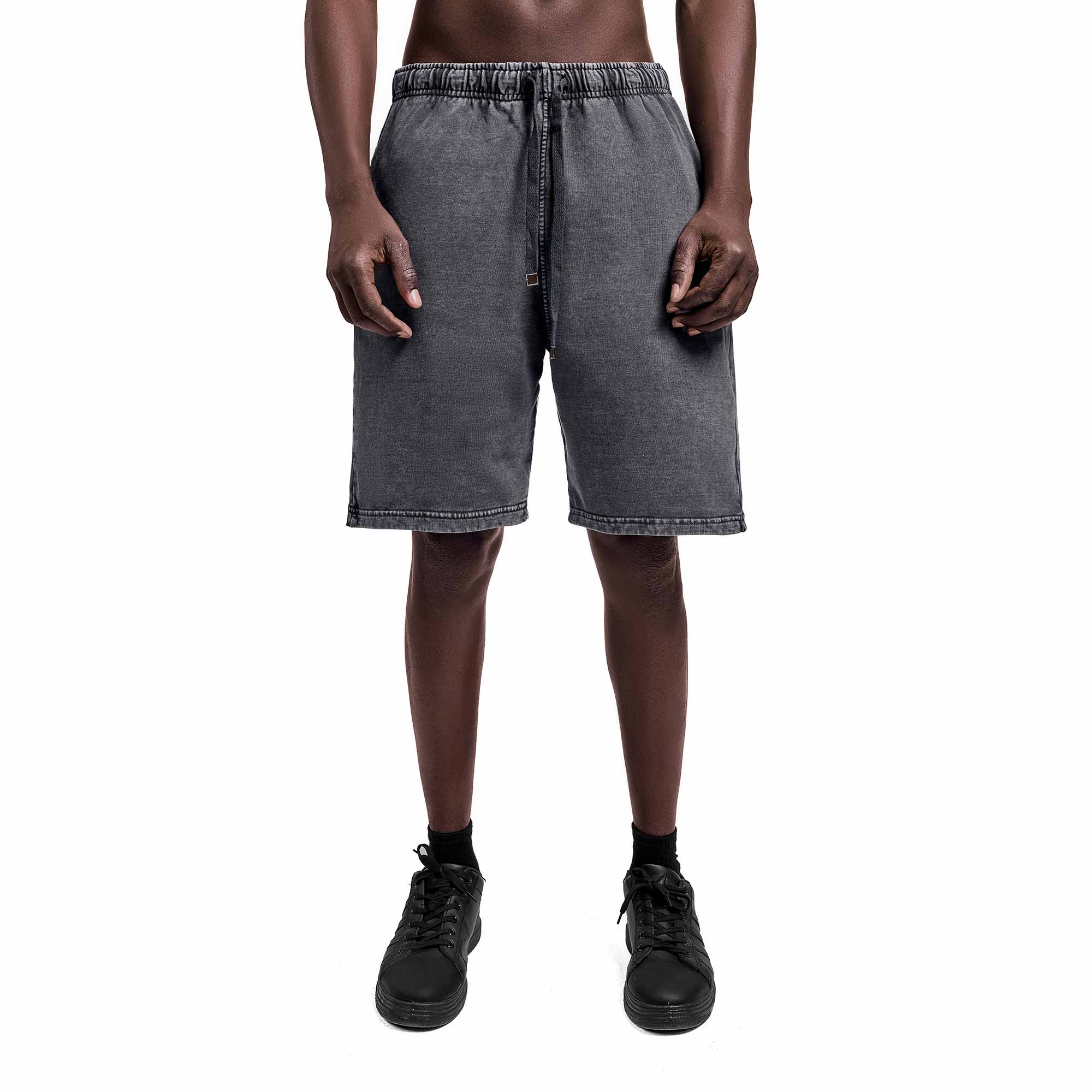 Washed dark grey plain short