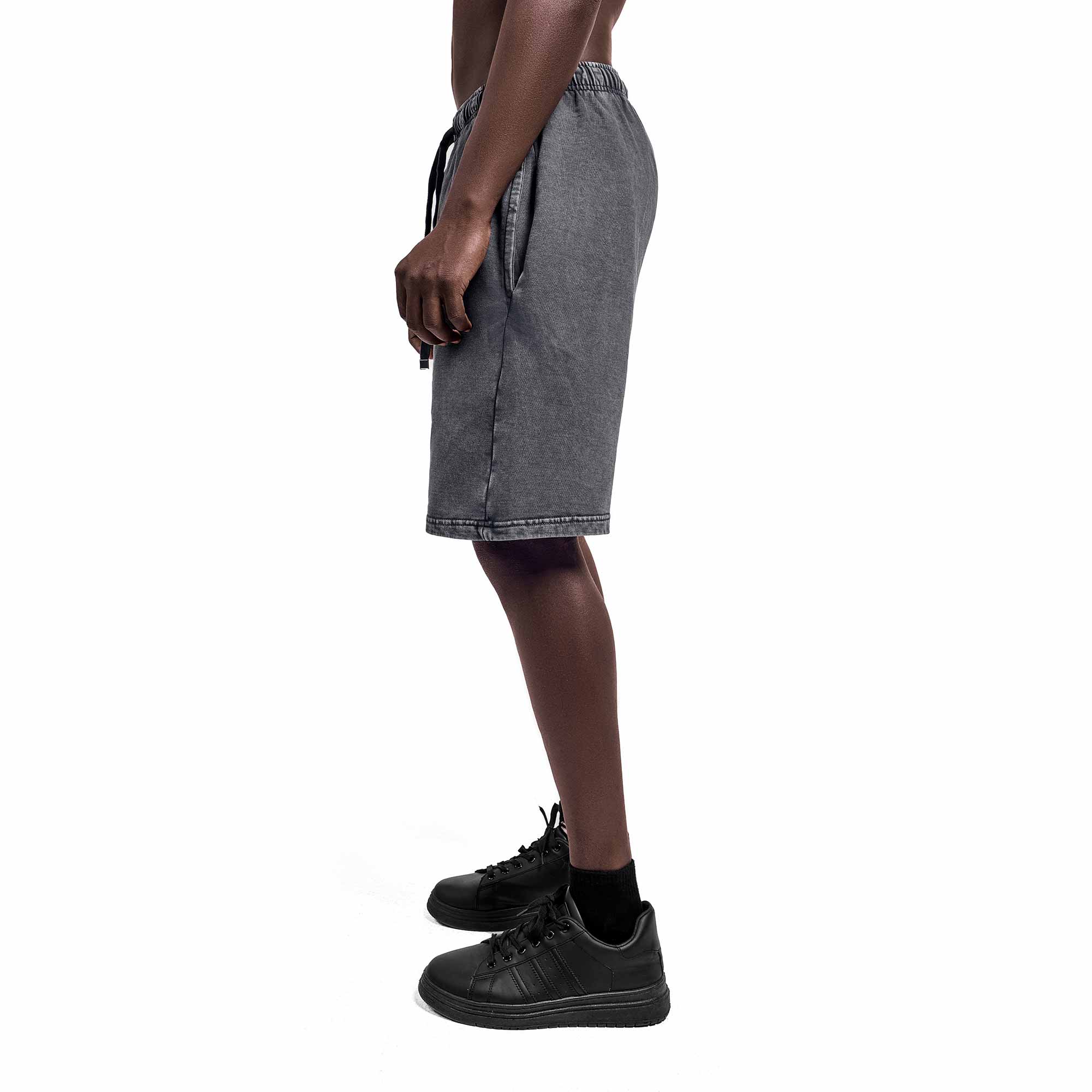 Washed dark grey plain short