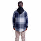 White Hoodie Checkered plaid jacket black white wide striped