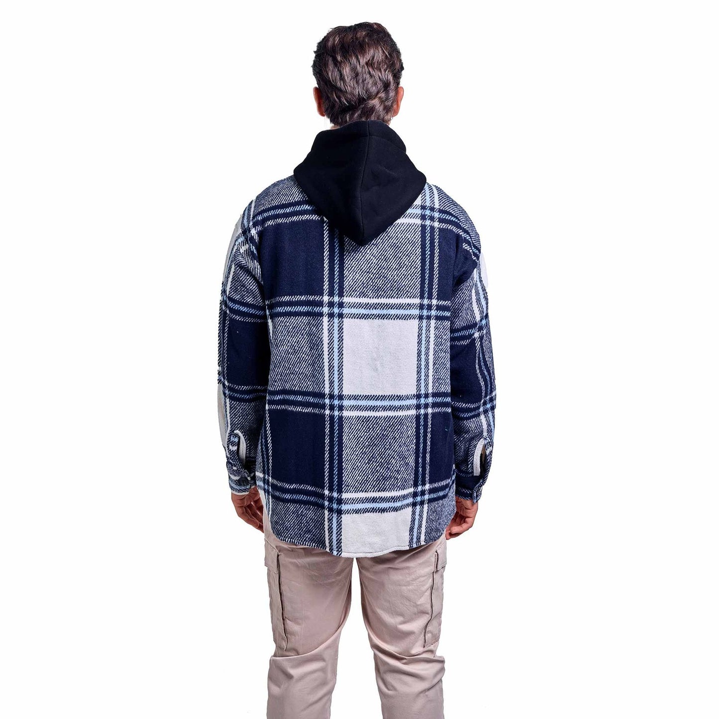 White Hoodie Checkered plaid jacket black white wide striped