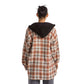 Women hoodie Checkered plaid Jacket orange brown