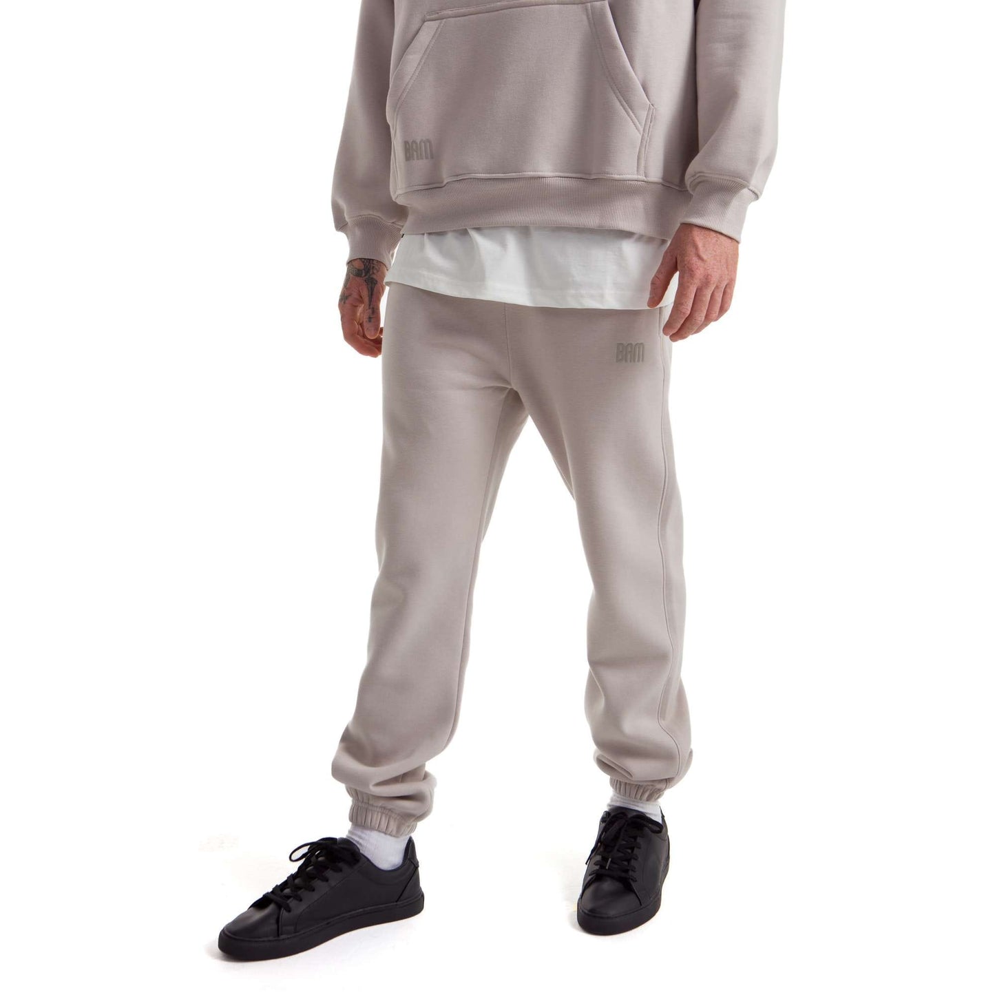 Men Light Grey Heavy Melton Sweatpant