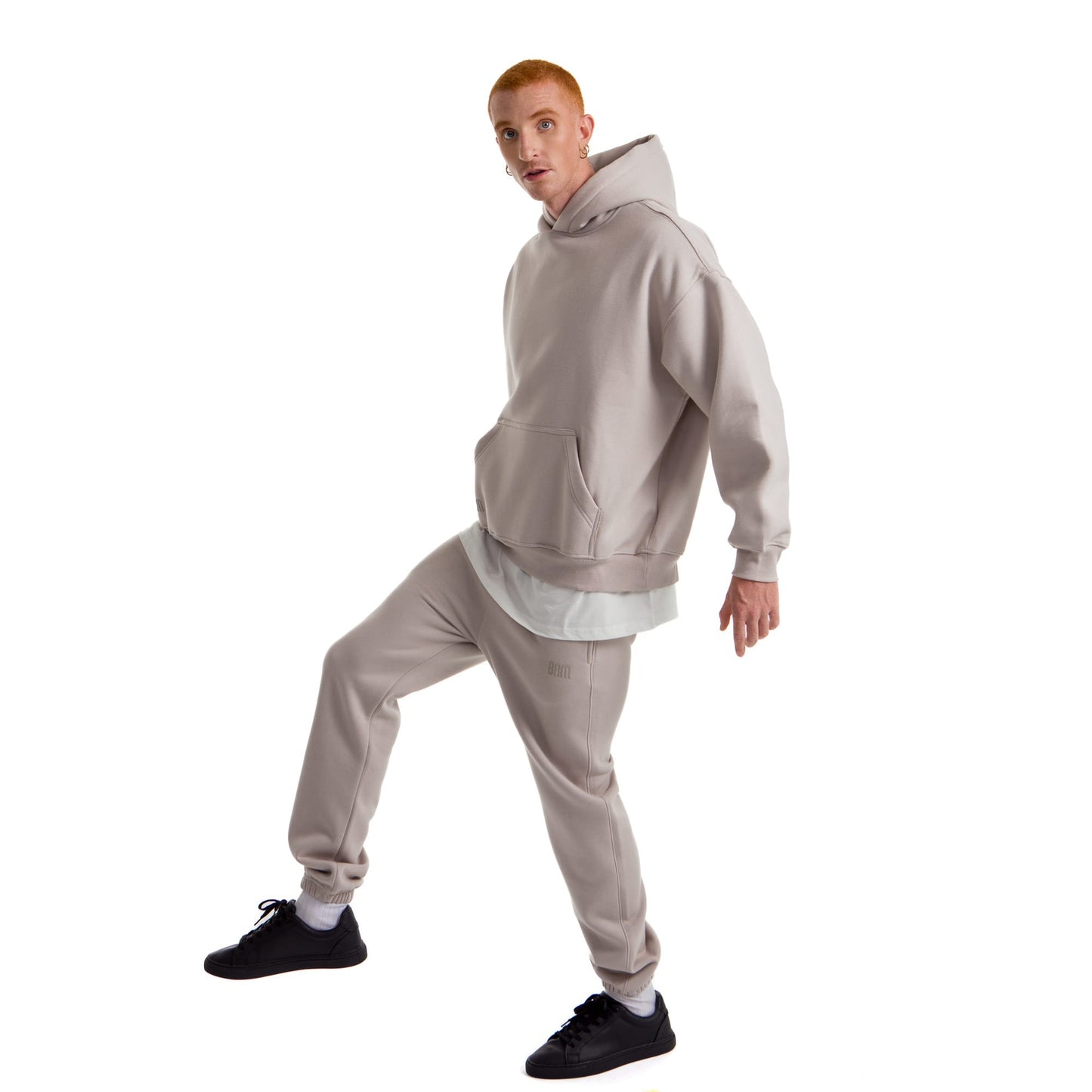 Men Light Grey Heavy Melton Hoodie