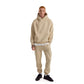 Men Beige Melton Plain Hoodies set