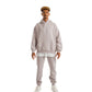 Men Light Grey Melton Plain Hoodies set