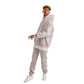 Men Light Grey Melton Plain Hoodies set
