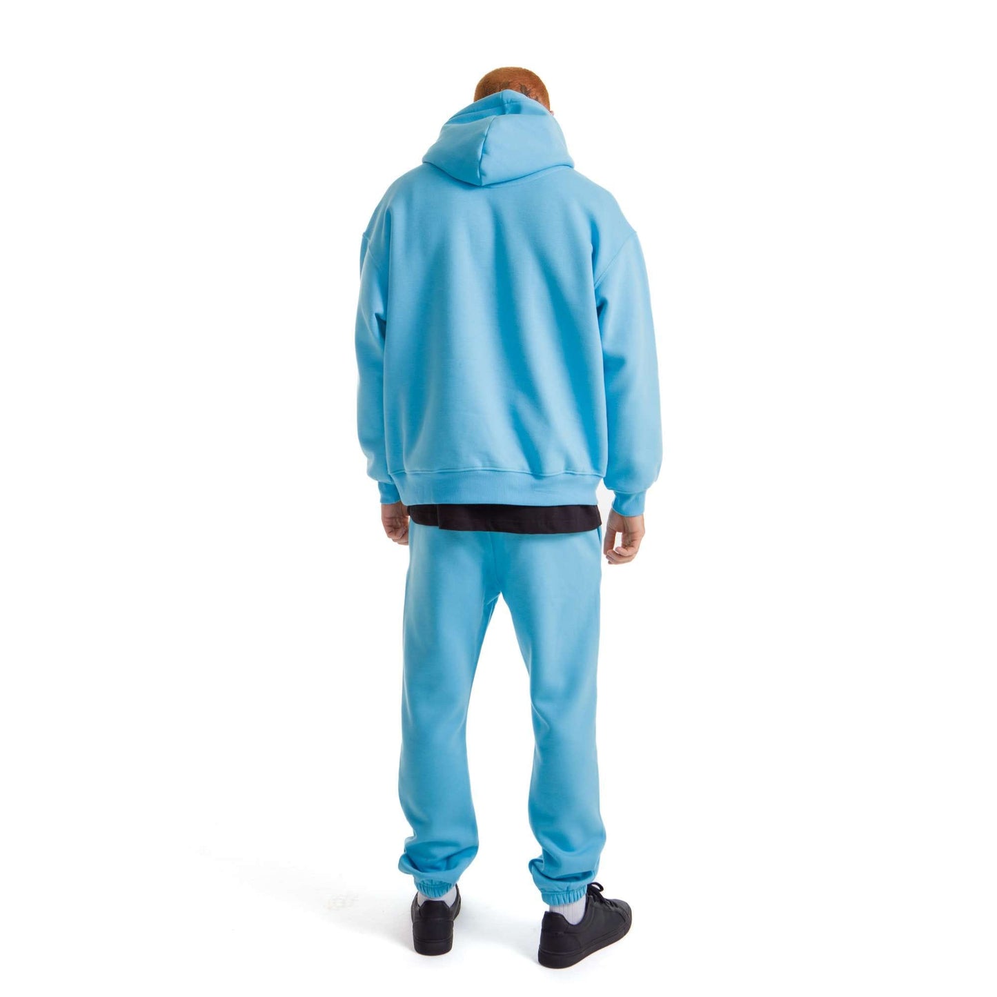 Men Sky blue Melton Plain Hoodies set
