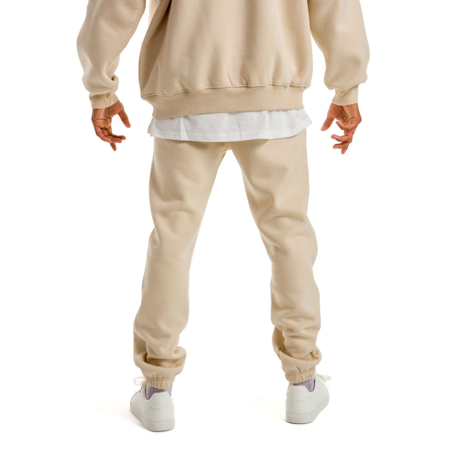Men Beige Heavy Melton Sweatpant