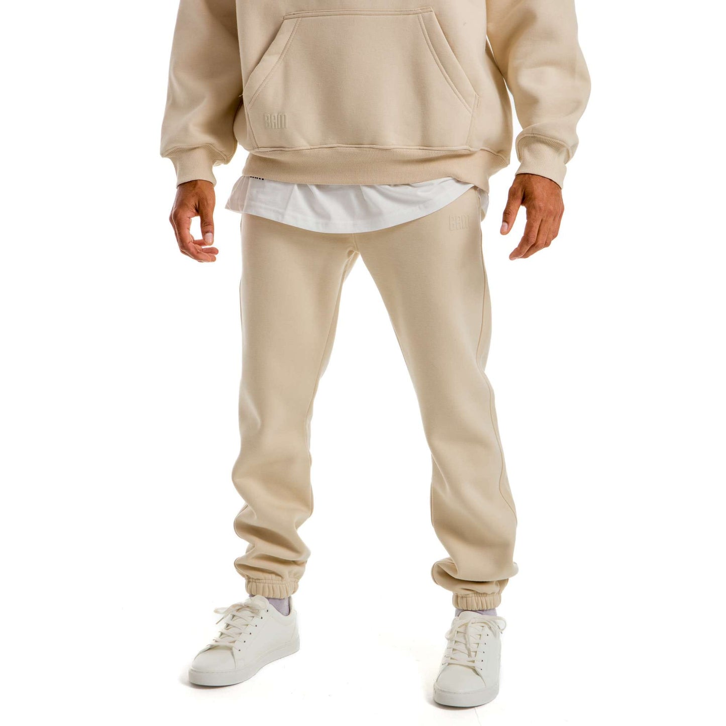 Men Beige Heavy Melton Sweatpant