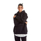 Women Black Heavy Melton Hoodie