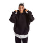 Women Black Heavy Melton Hoodie