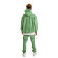 Men Green Melton Plain Hoodies set