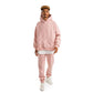 Men Pink Melton Plain Hoodies set