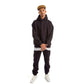 Men Black Melton Plain Hoodies set