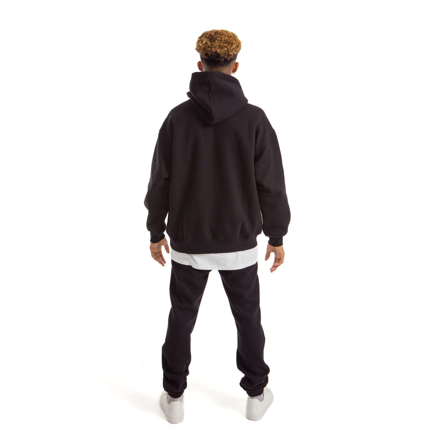 Men Black Melton Plain Hoodies set