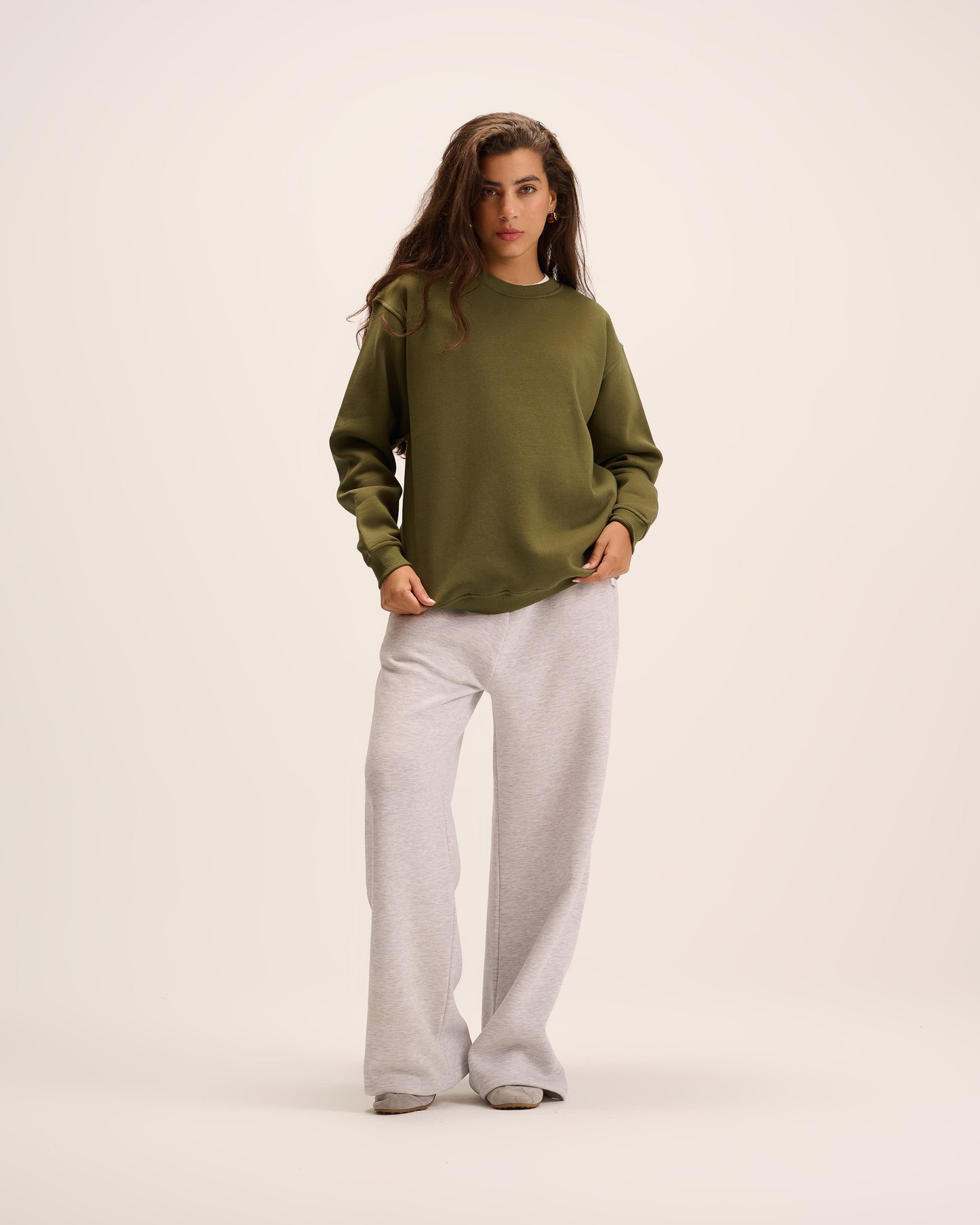 Olive sweatshirt for women