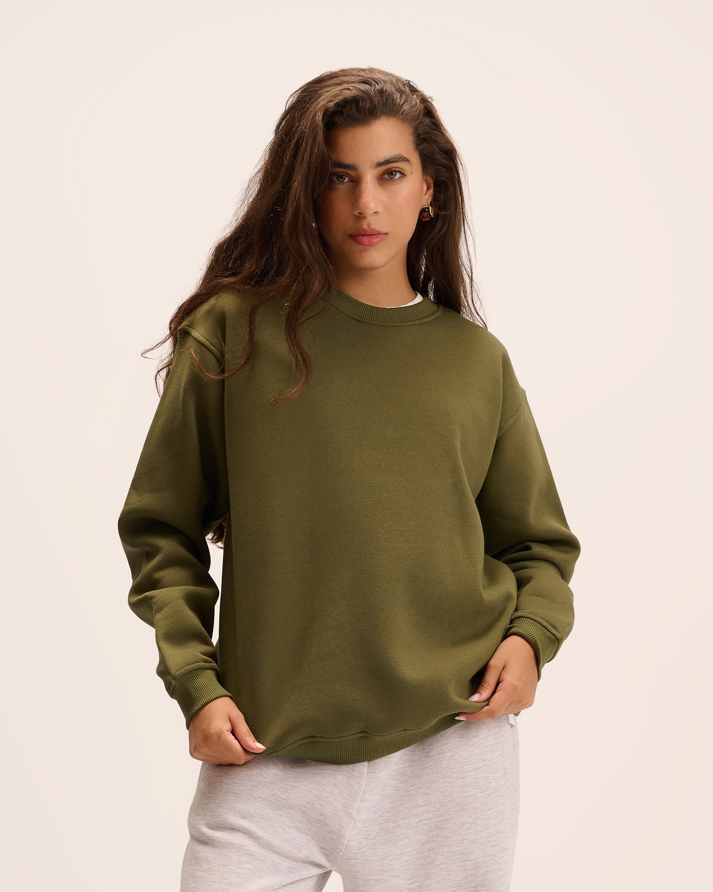 Olive sweatshirt for women