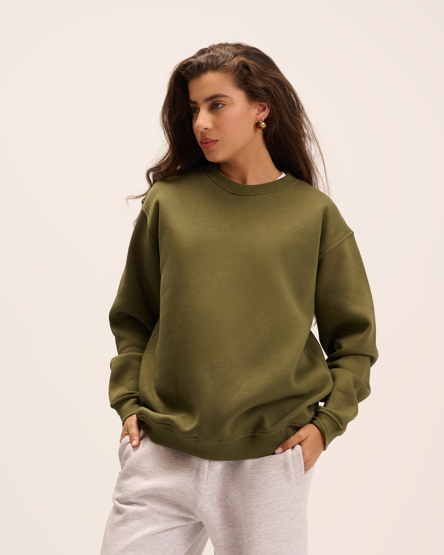 Olive sweatshirt for women