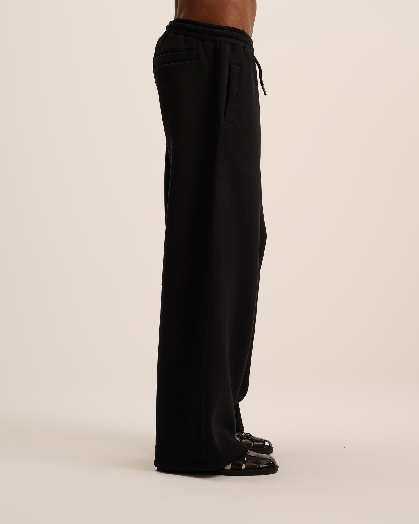 Black wide leg sweatpant for men