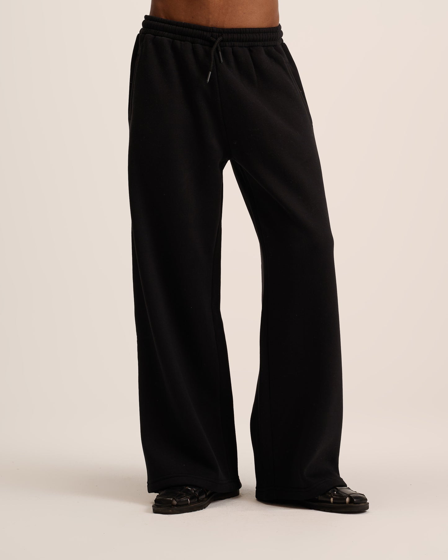 Black wide leg sweatpant for men