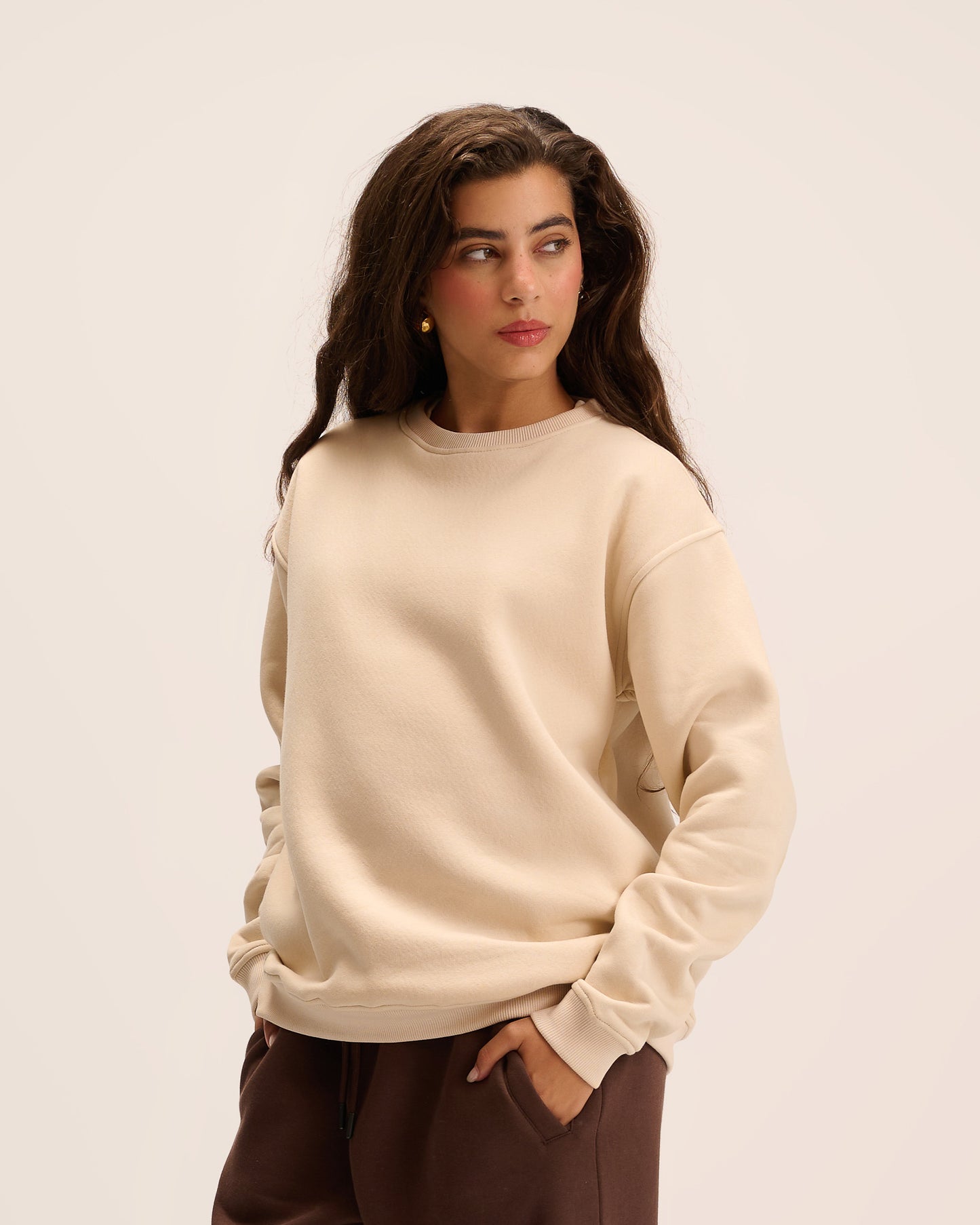 Beige sweatshirt for women