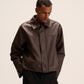 Dark brown leather Jacket for men