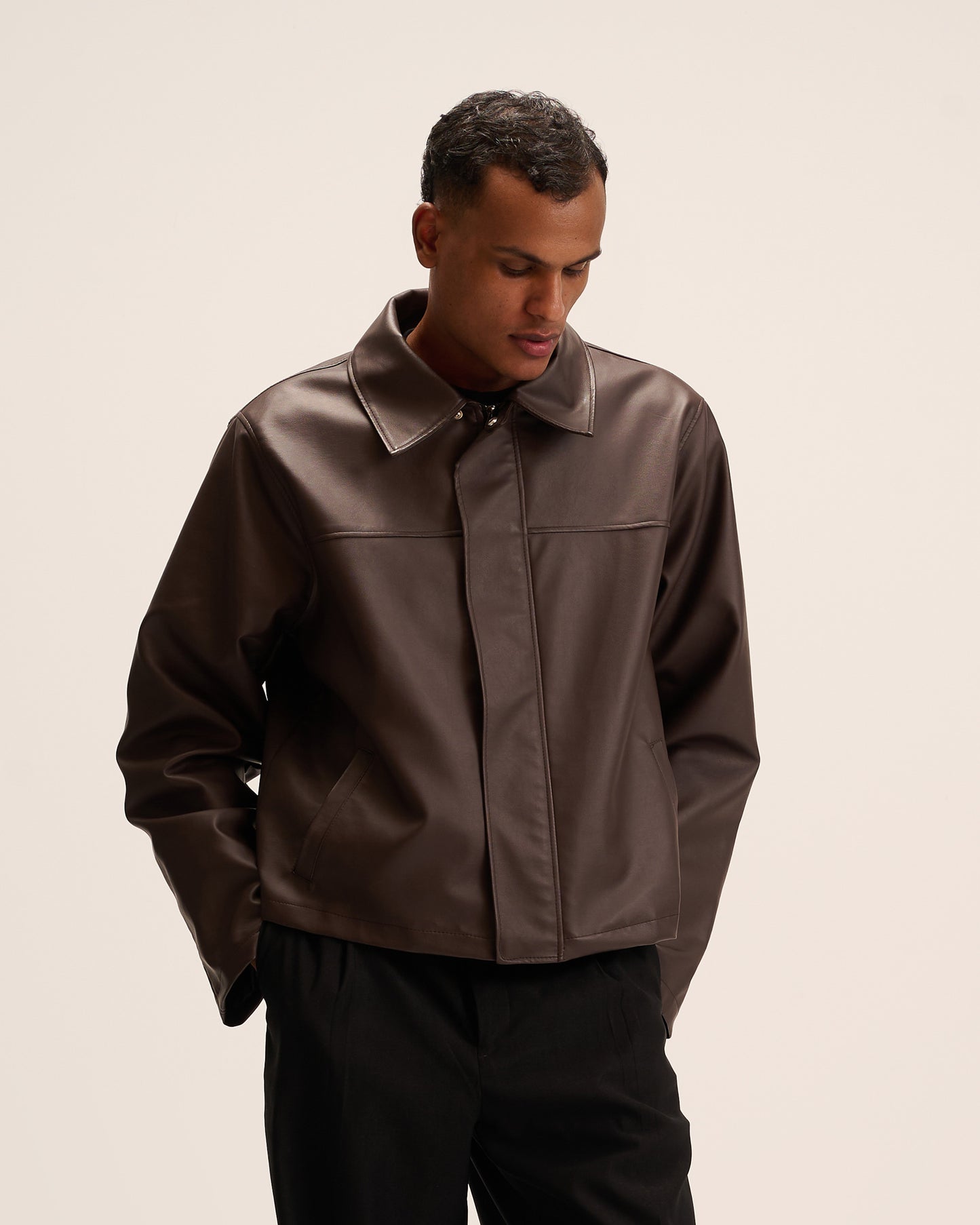 Dark brown leather Jacket for men