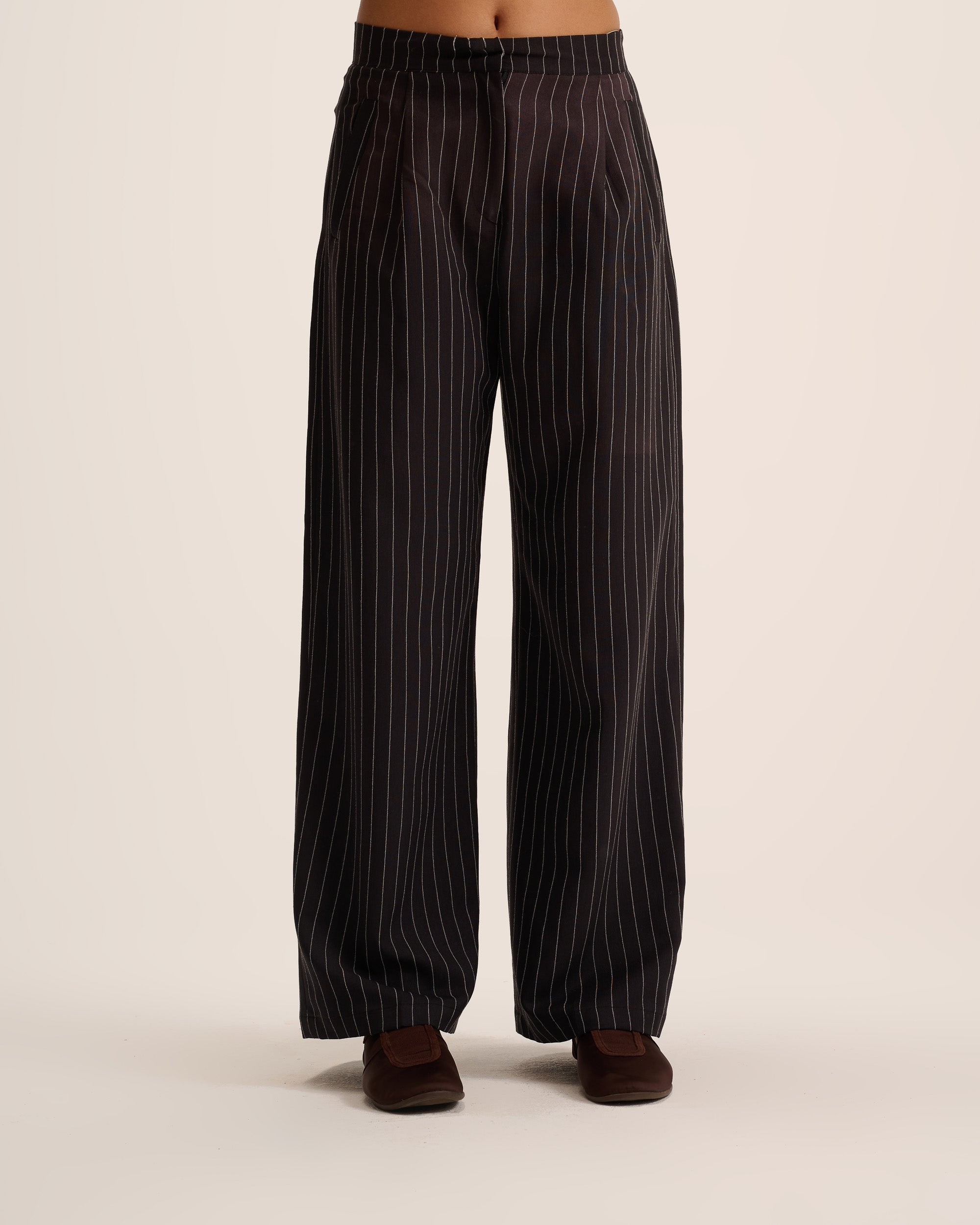 Black wide leg Striped Pants