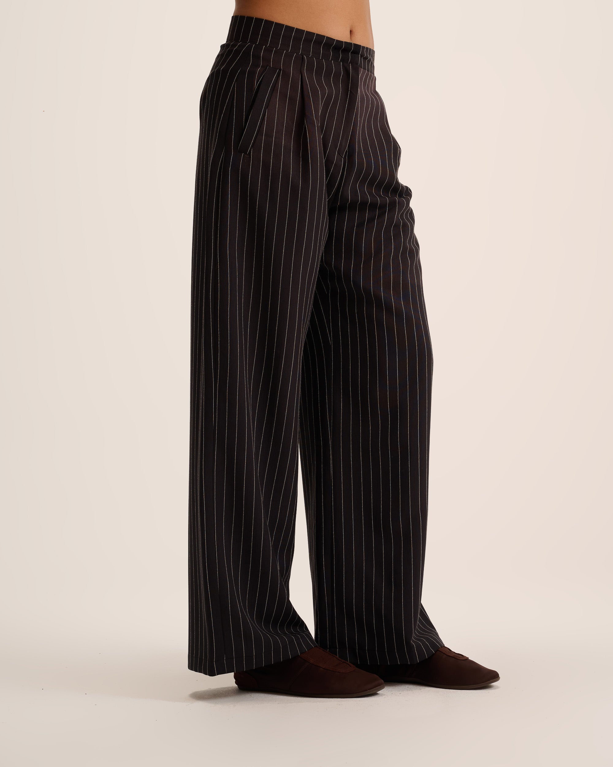Black wide leg Striped Pants