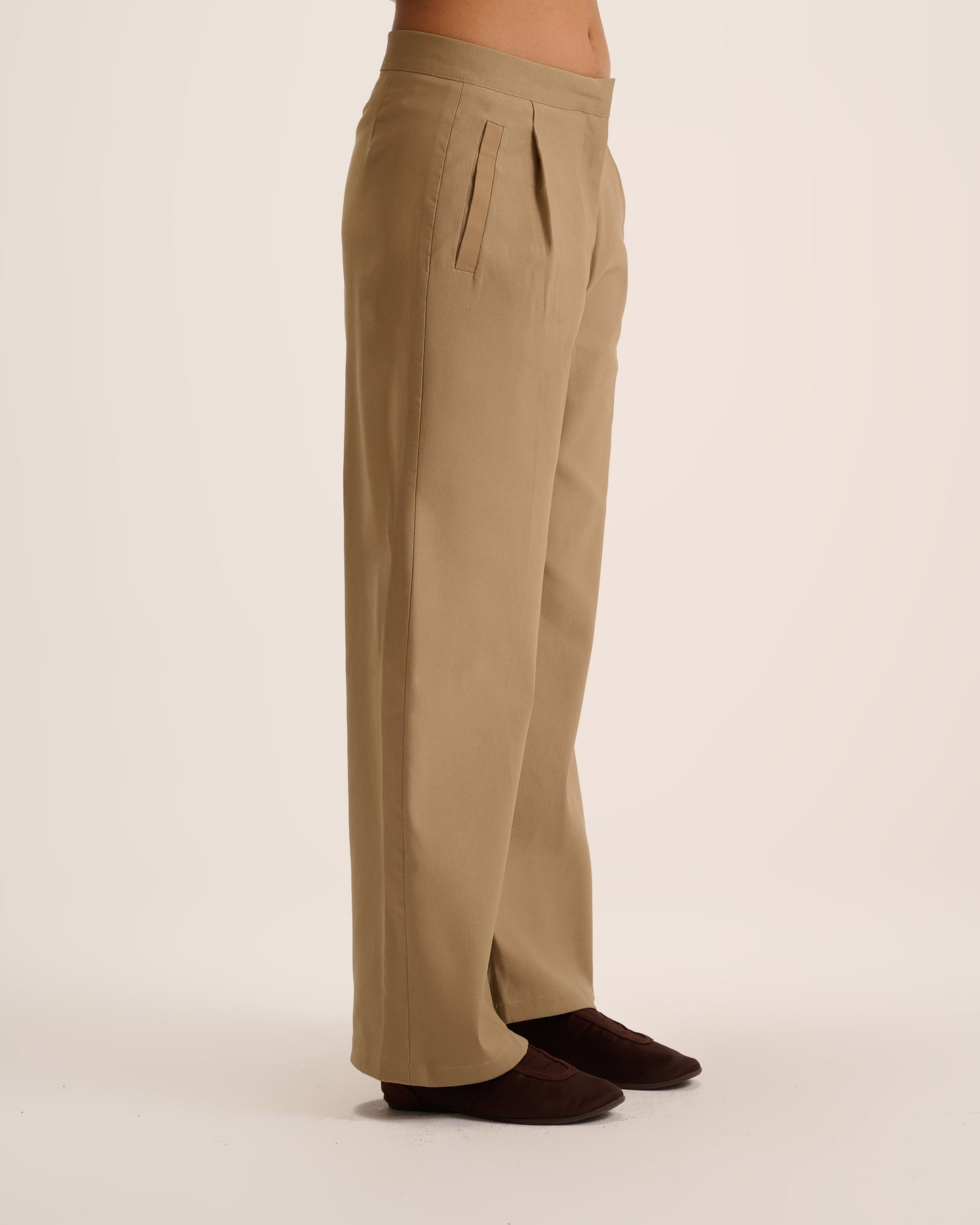 Beige wide leg Tailored pants