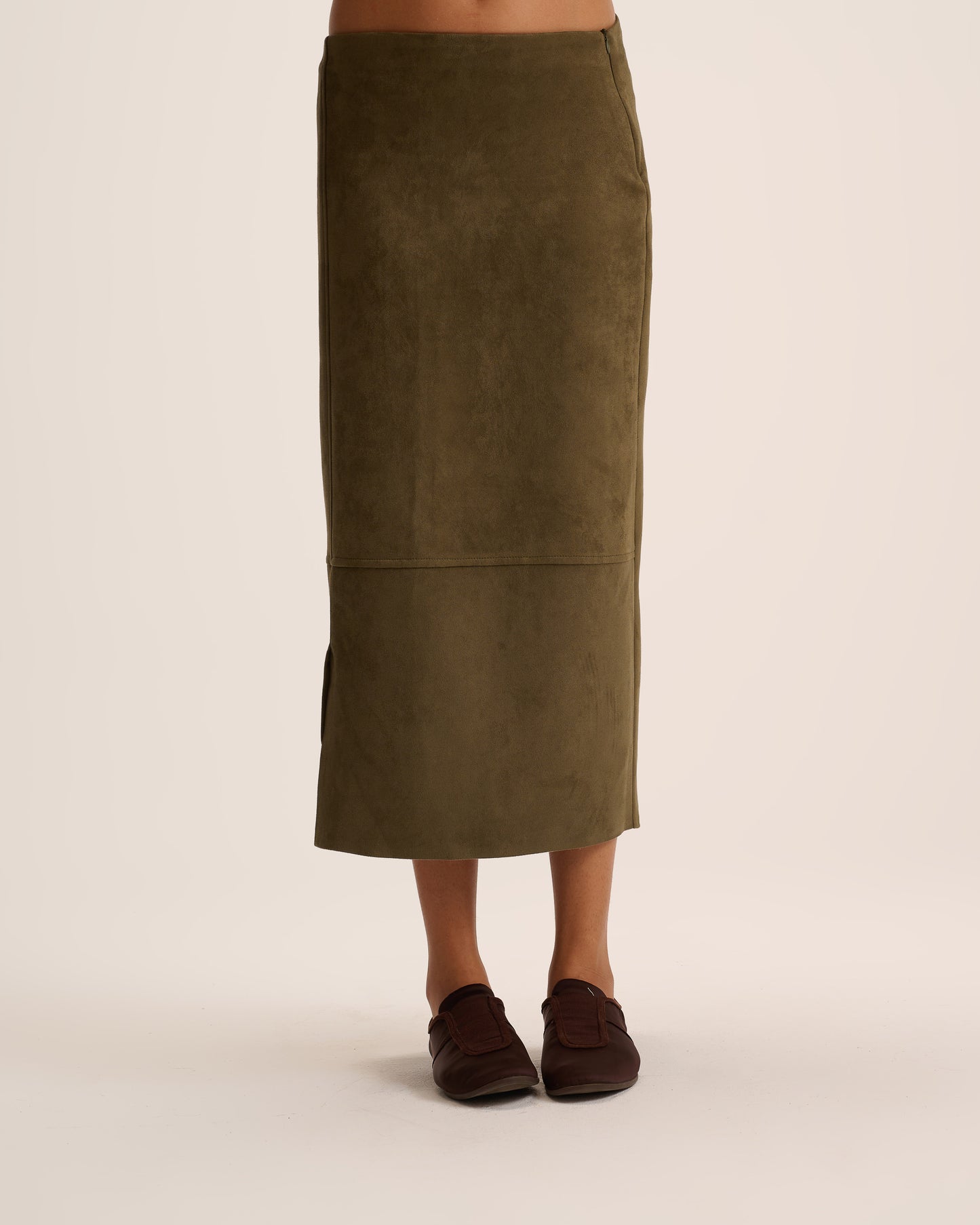 Olive Suede Skirt