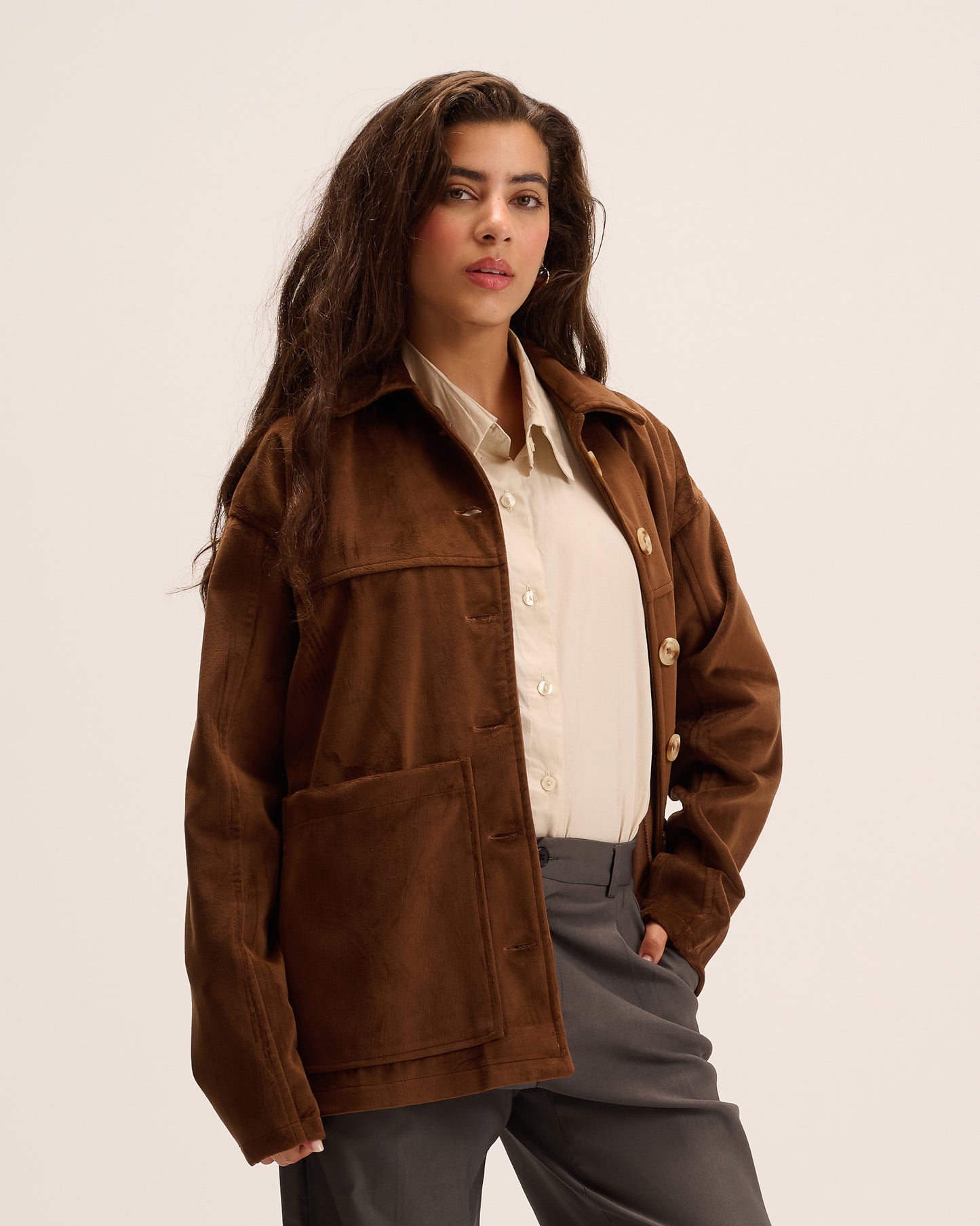 Dark brown Suede Jacket for women