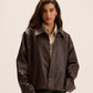 Dark brown Leather Jacket for women