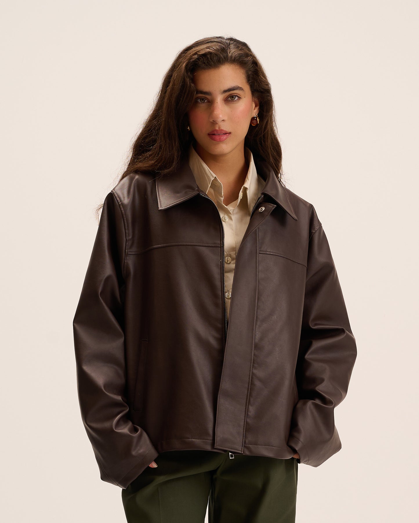 Dark brown Leather Jacket for women