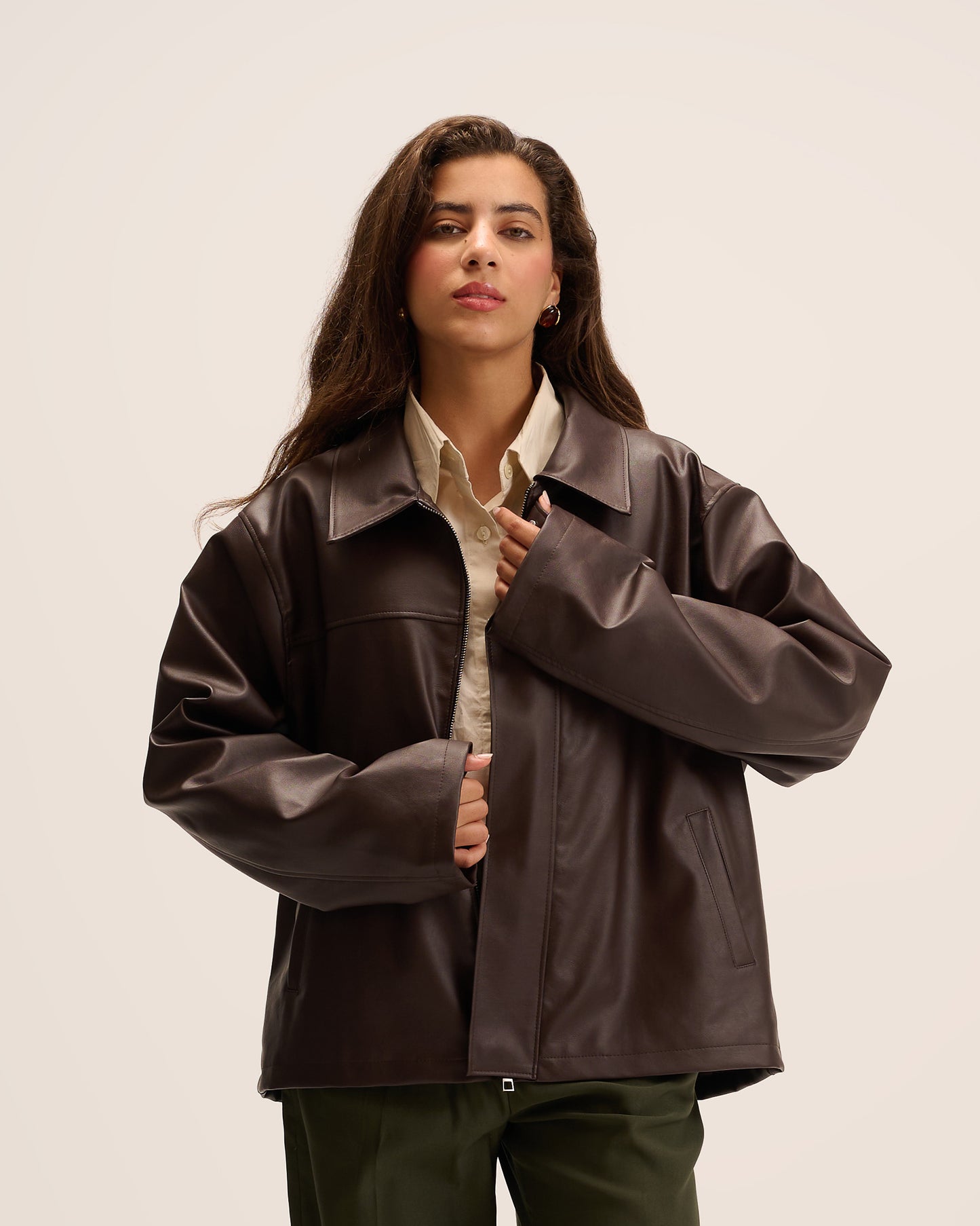 Dark brown Leather Jacket for women