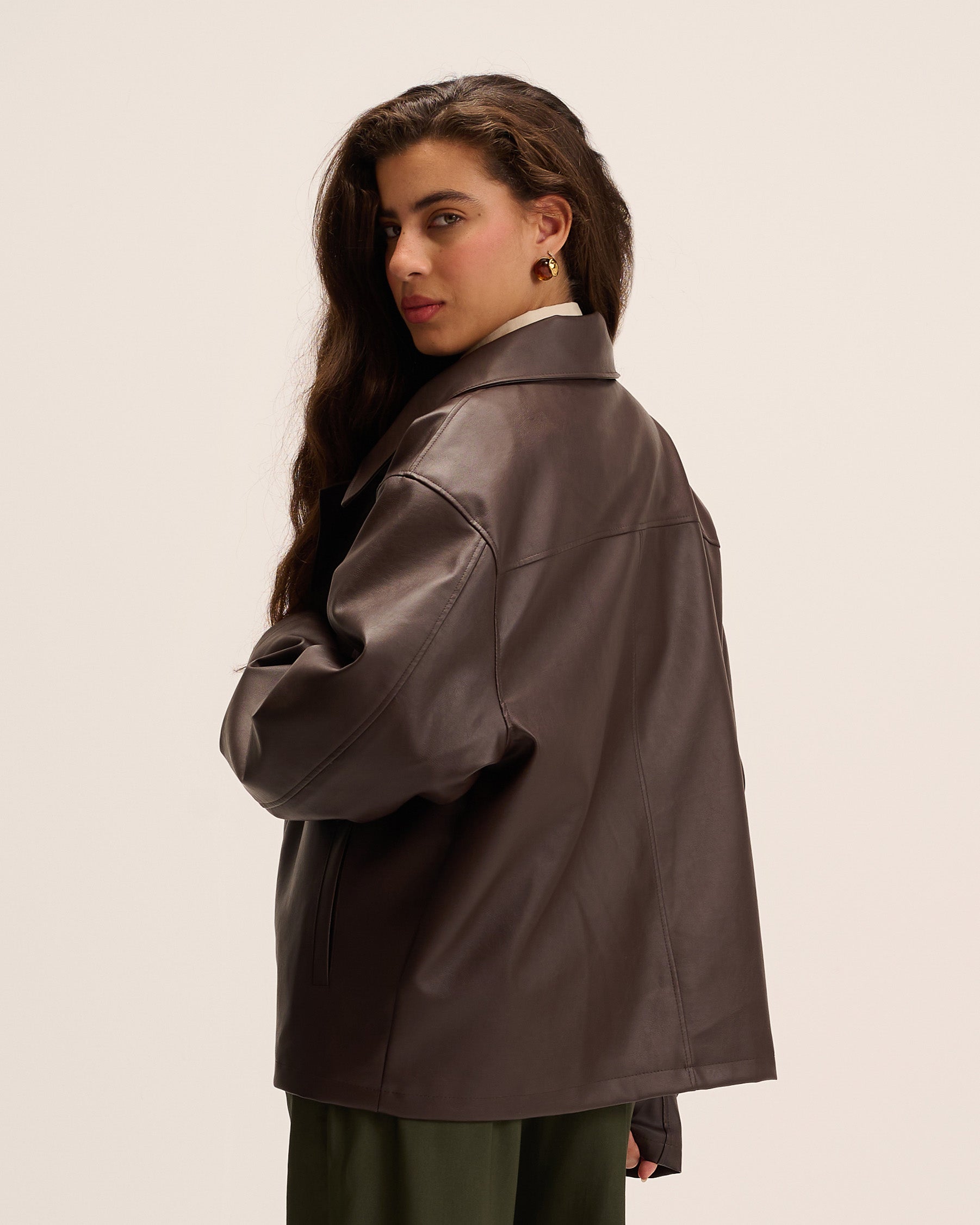 Dark brown Leather Jacket for women