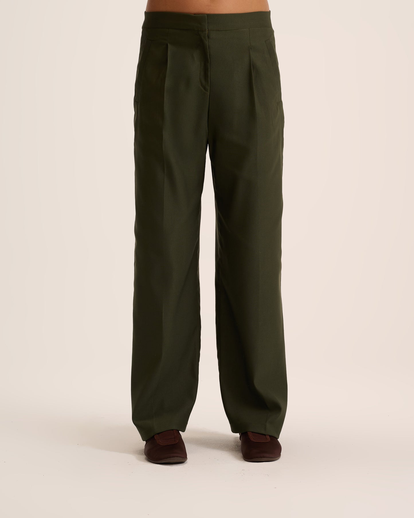 Olive wide leg Tailored pants