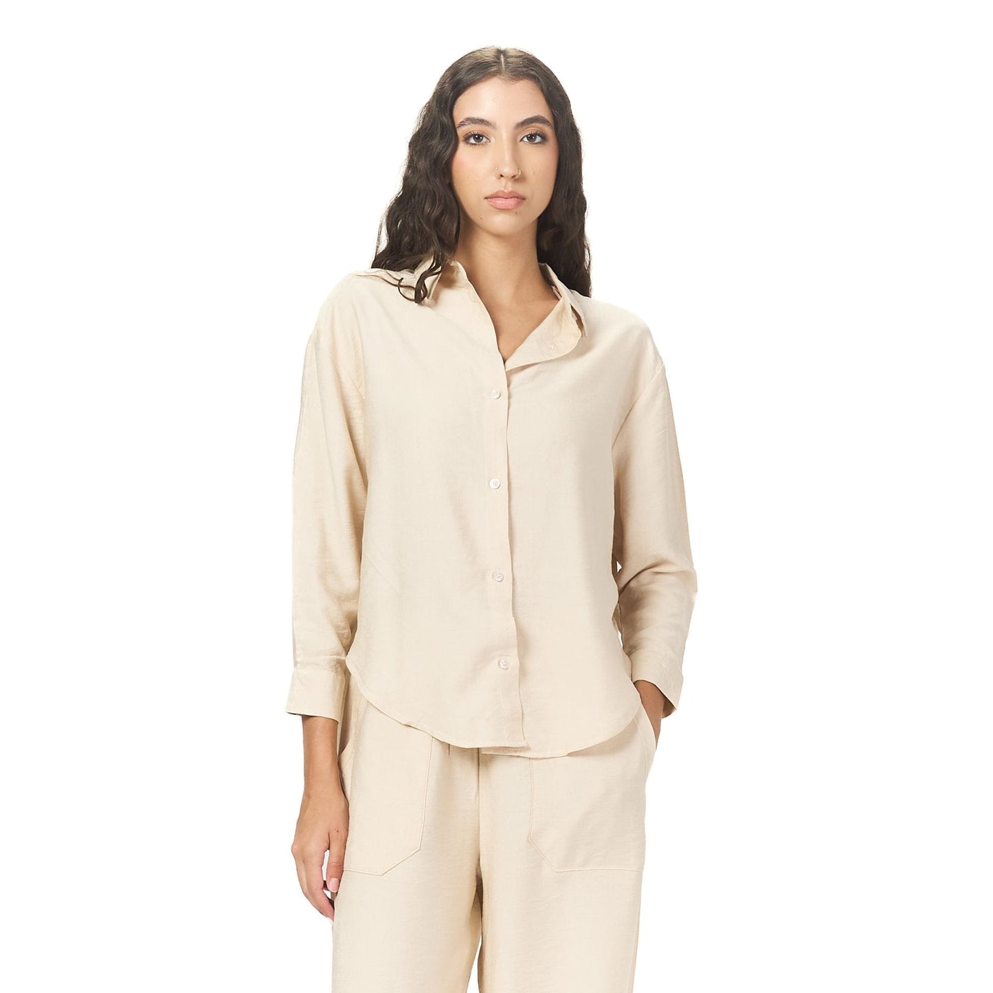 Beige long sleeve chemise