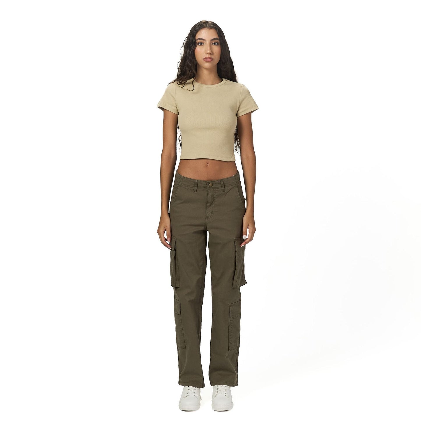 Beige ribbed short Sleeveless basic body