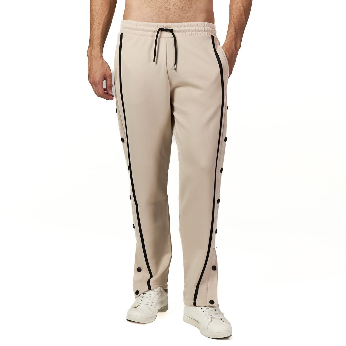 Beige side striped sweatpant